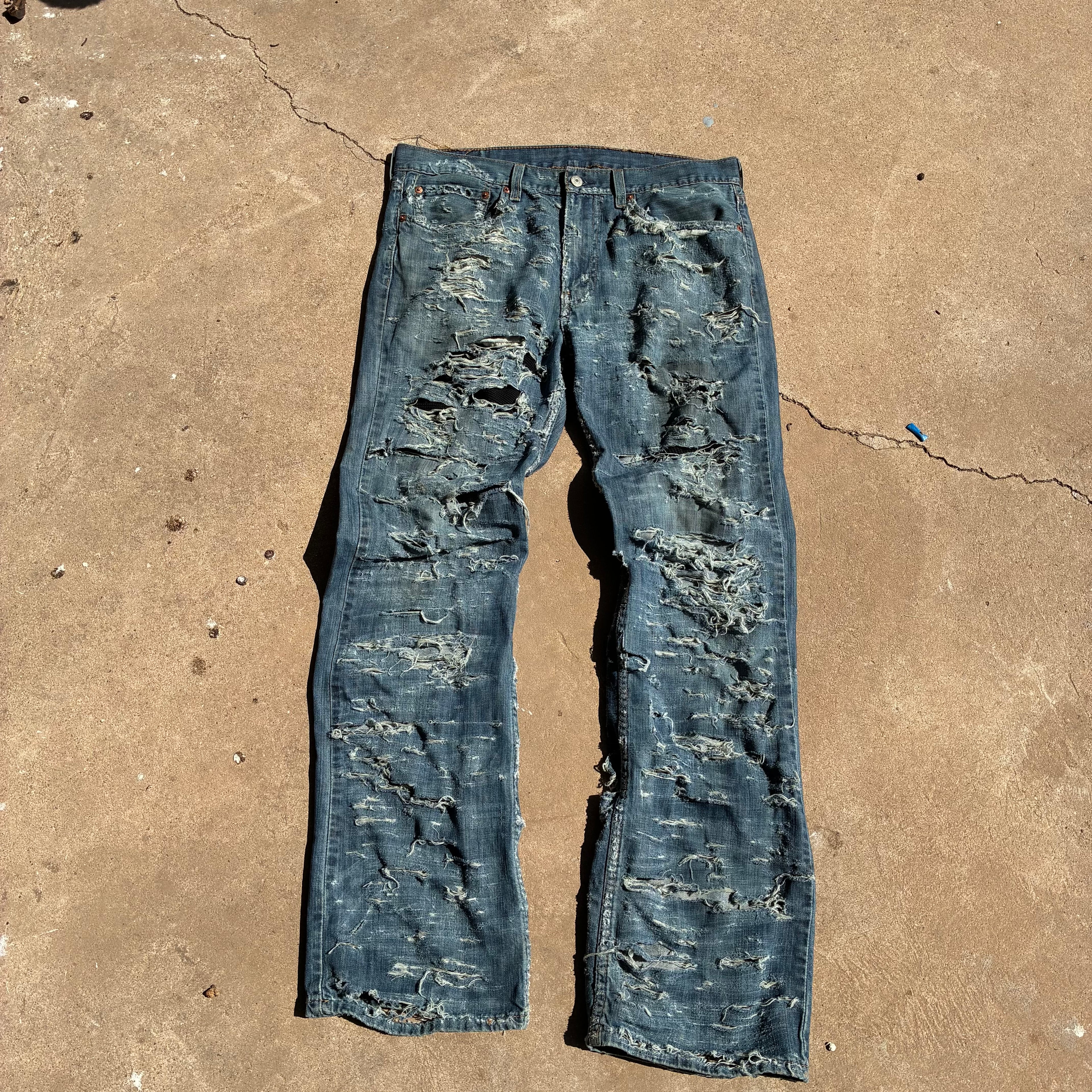 Slashed denim