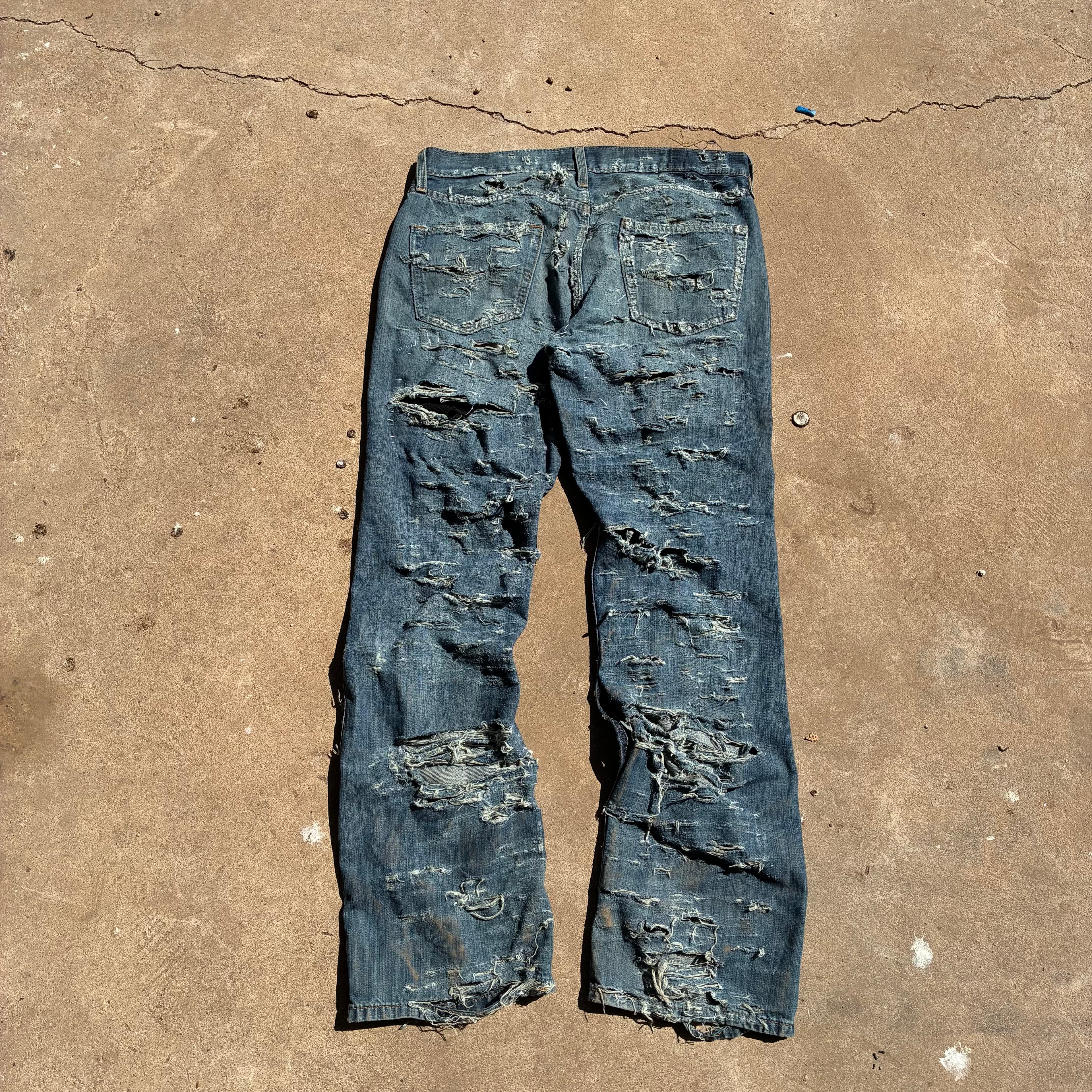 Slashed denim