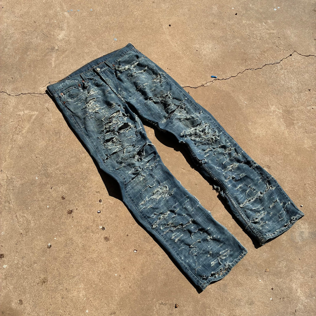 Slashed denim