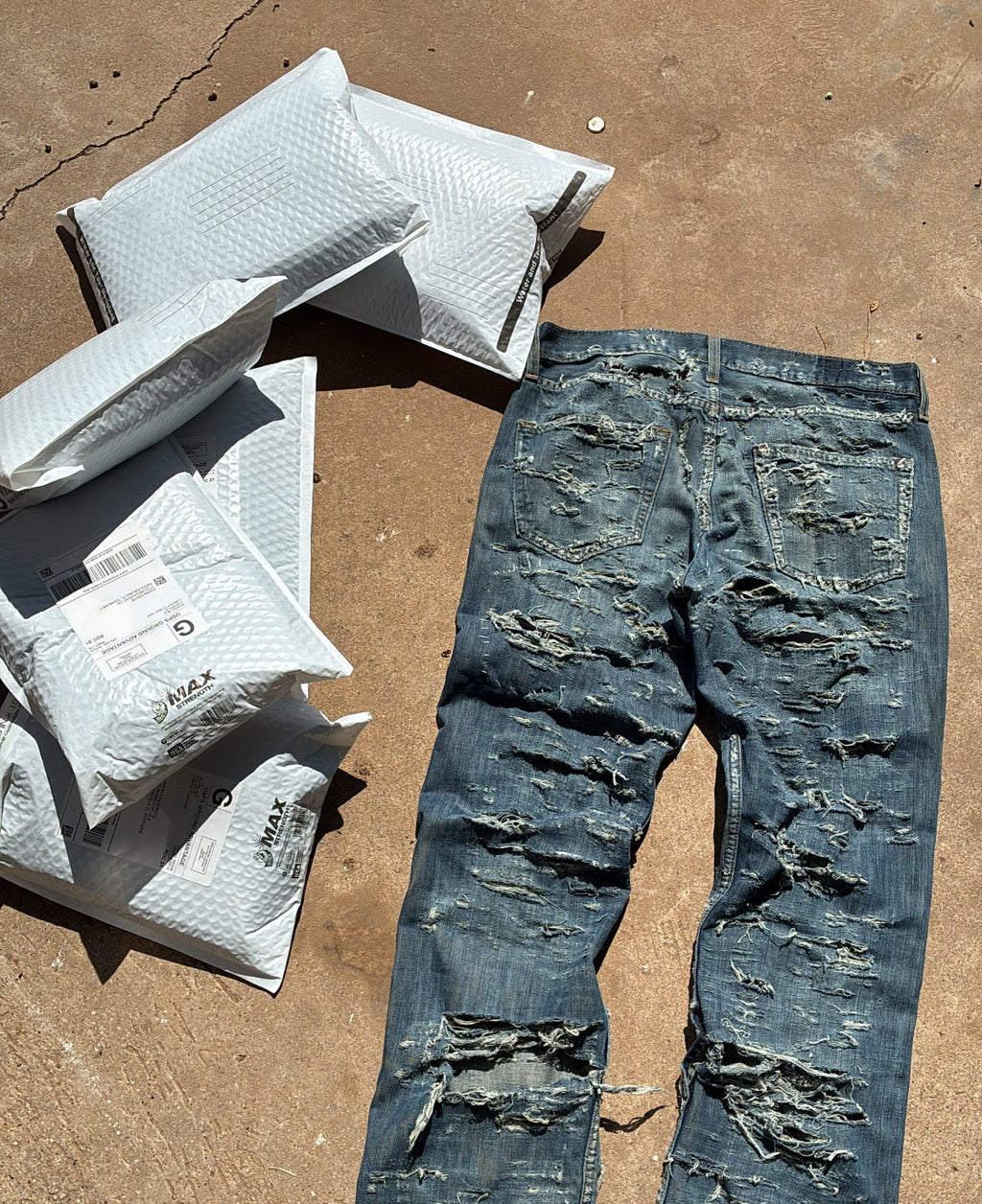Slashed denim